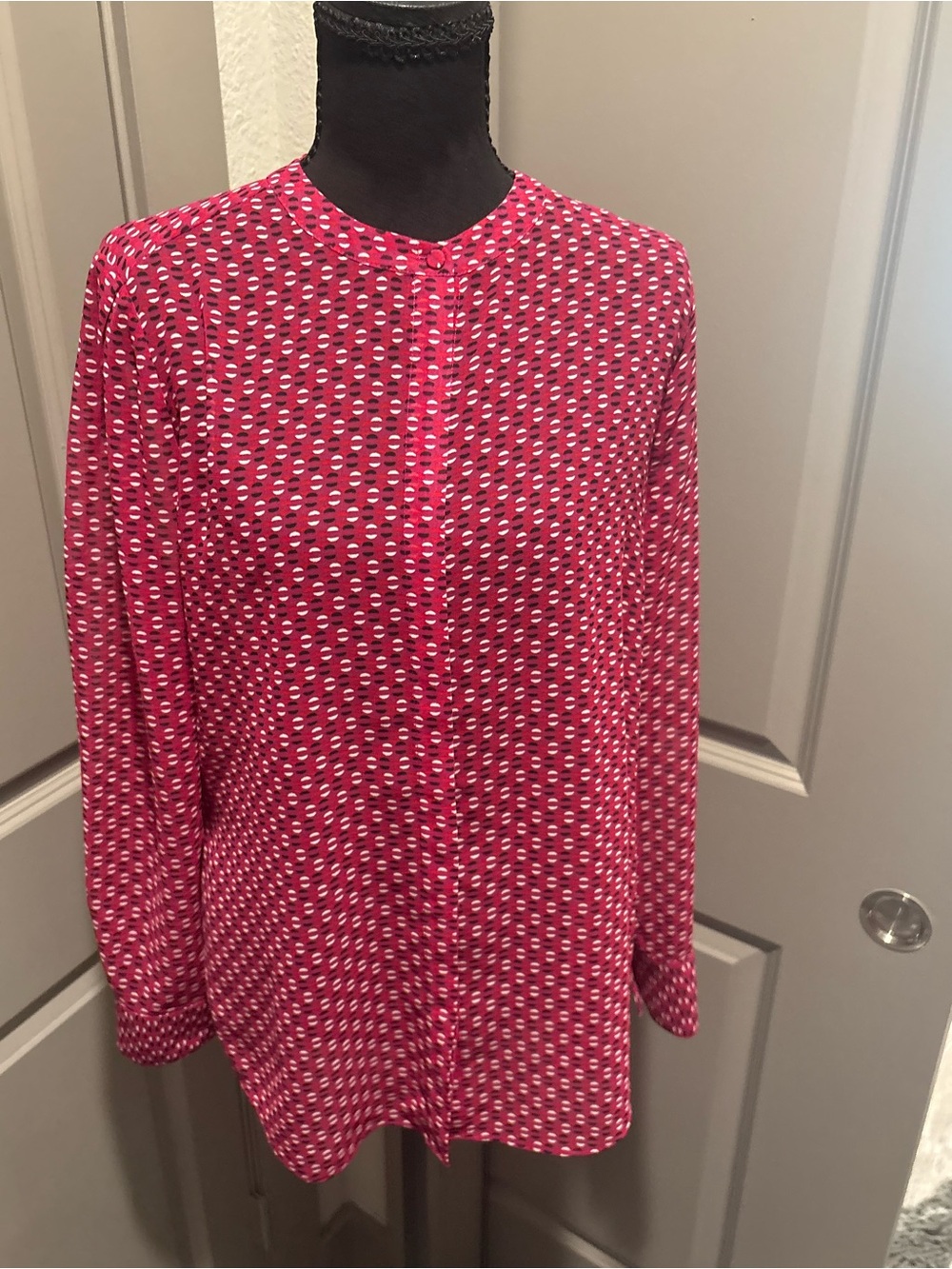Chico's Burgundy Patterned Button-Down Tunic